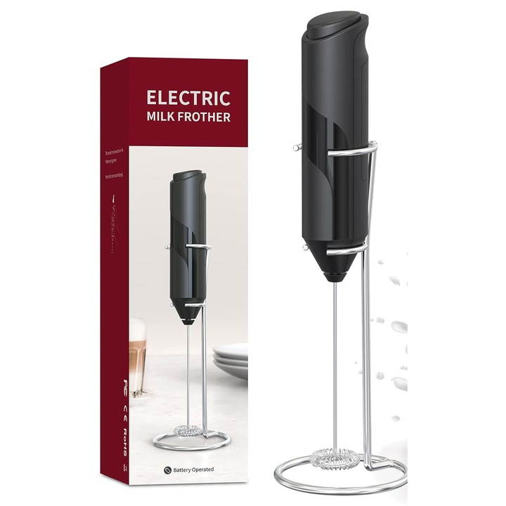 Mixer vertical TodyJeyHo cu suport, 600W, 2 trepte de viteza, pentru spumare lapte, negru