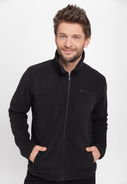 Hanorac fleece cu fermoar, barbati, Volcano F-Bannax, negru, Negru