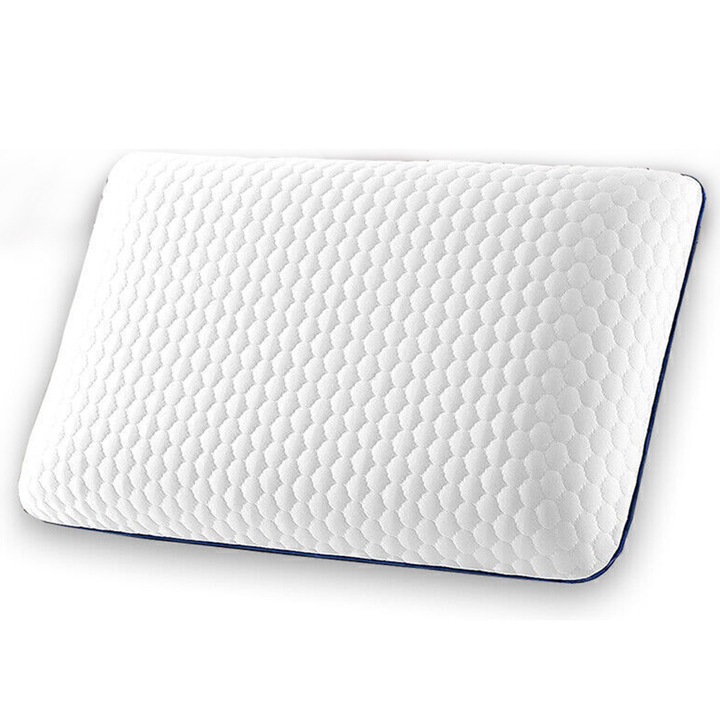 Ортопедична възглавница от мемори пяна с гел за опора на врата и цервикална опора, свалящ се калъф и вентилиран дизайн, 60x40x12 см, Gel Memory Foam Pillow, син