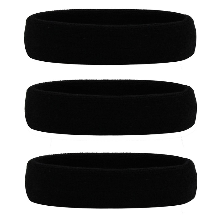 Set 3 benzi de transpiratie Enforose, material respirabil, negru