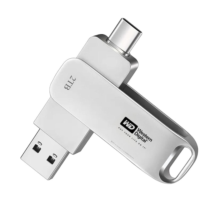 USB 3.0 памет, 5TB, Type-C, метален дизайн, скорост на трансфер 140 MB/s, сребриста, 3.30x1.23x0.69см