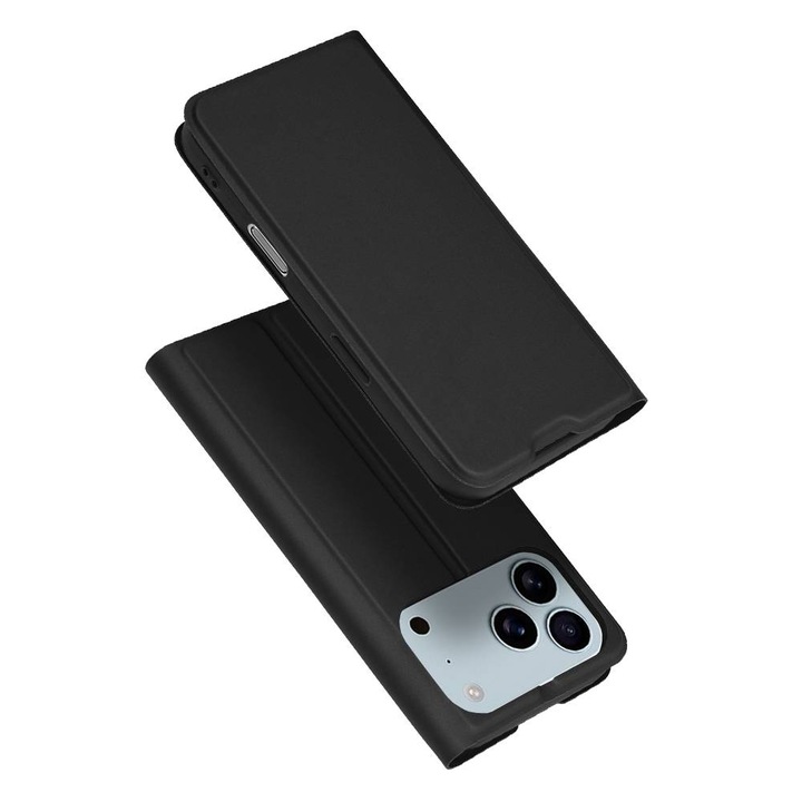 Husa pentru iPhone 17 Pro Max tip carte BookFlip, inchidere magnetica, negru