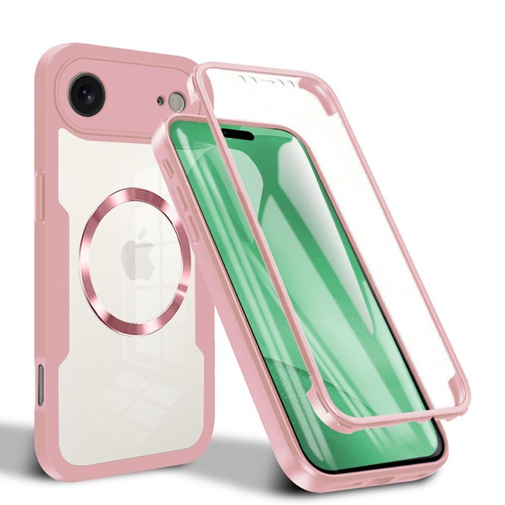 Кейс с висока степен на защита за iPhone 17 Air + Фолио, Серия ColorVerse 360 MagSafe, A64, Твърда пластмаса, Нежно розово