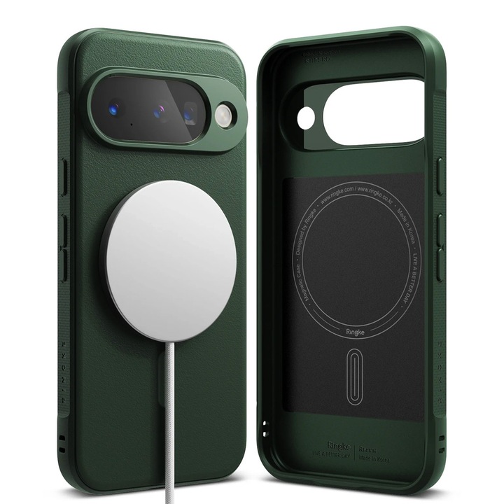 Защитен калъф за Google Pixel 10, TPU bumper с MagSafe, противоплъзгащ модел, безжично зареждане, матова текстура, предотвратява хлъзгане, зелен