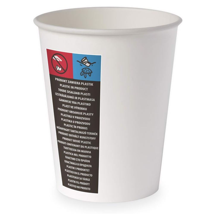 Set 50 pahare de unica folosinta din hartie Aku, 250 ml