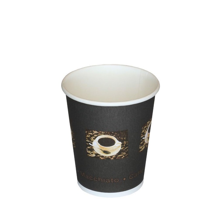 Cana de hartie pentru cafea 250ml Abena, set 50 bucati, maro inchis