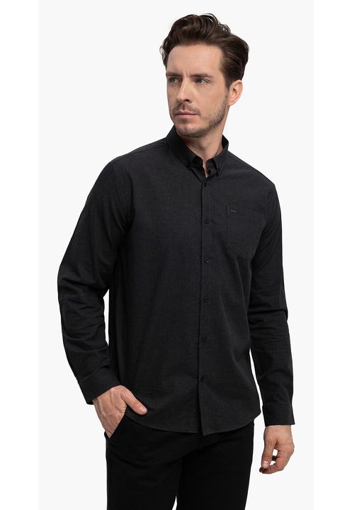 Camasa barbati din bumbac Volcano K-Beri, Slim Fit, grafit, Gri grafit