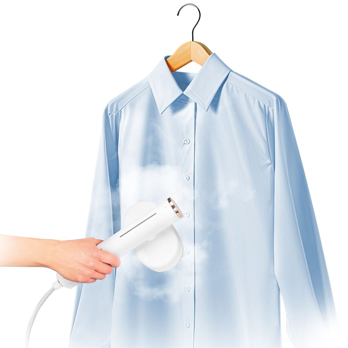 Aparat de calcat vertical cu aburi 2in1 Proficare, talpa ceramica Superglide pivotanta, debit abur 20 g/min, capacitate rezervor 80 ml, ideal pentru toate tipurile de material, indicator luminos, poate fi folosit si orizontal, sistem anti-picurare, alb