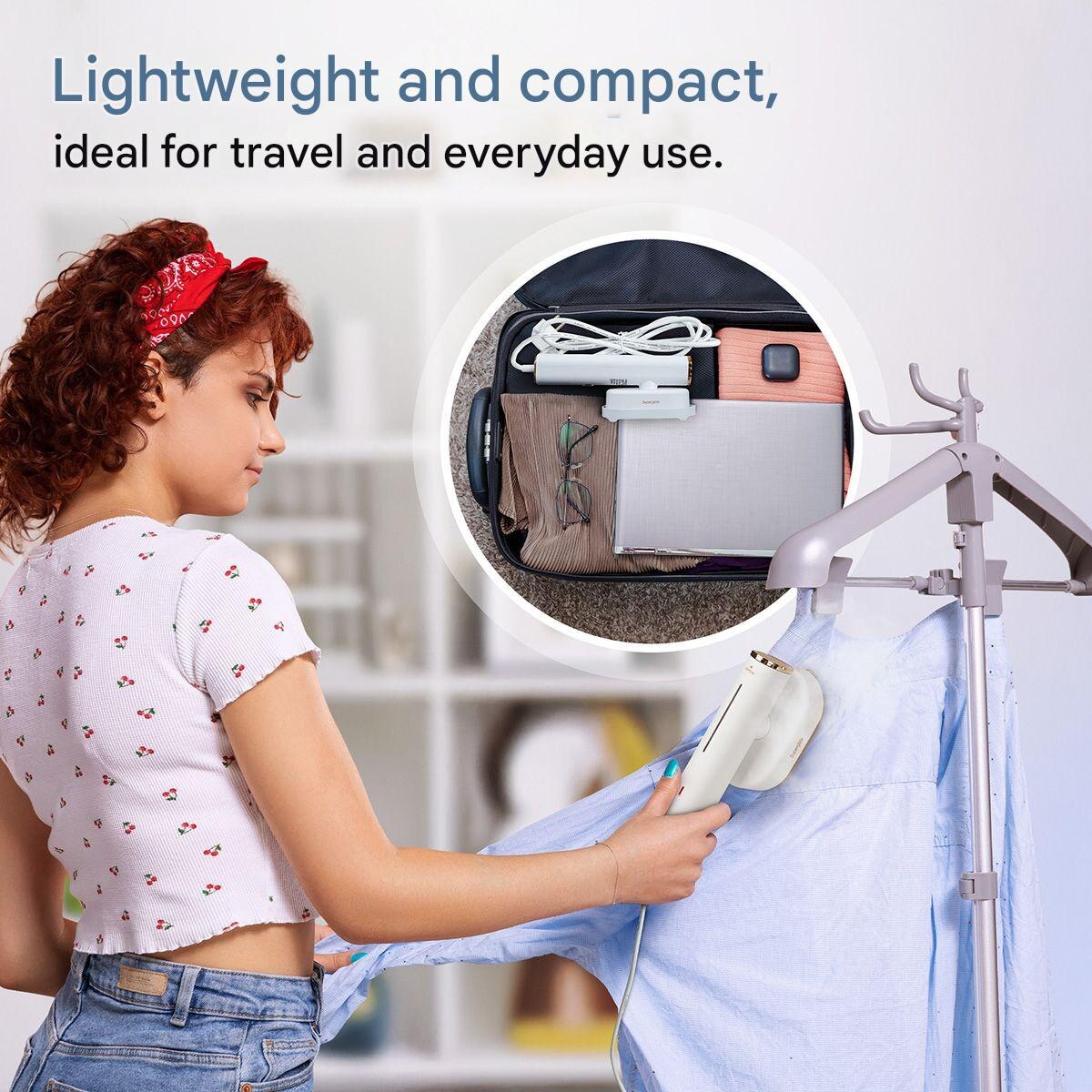 Aparat de calcat vertical cu aburi 2in1 Proficare, talpa ceramica Superglide pivotanta, debit abur 20 g/min, capacitate rezervor 80 ml, ideal pentru toate tipurile de material, indicator luminos, poate fi folosit si orizontal, sistem anti-picurare, alb