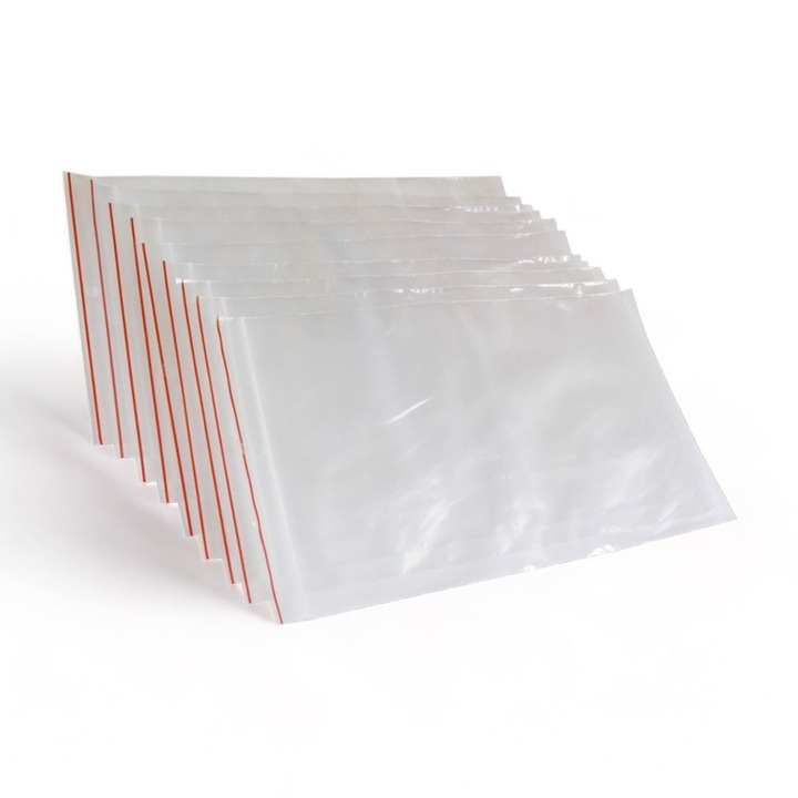 Pungi cu fermoar Plast set 100 buc 17x23cm 40mic