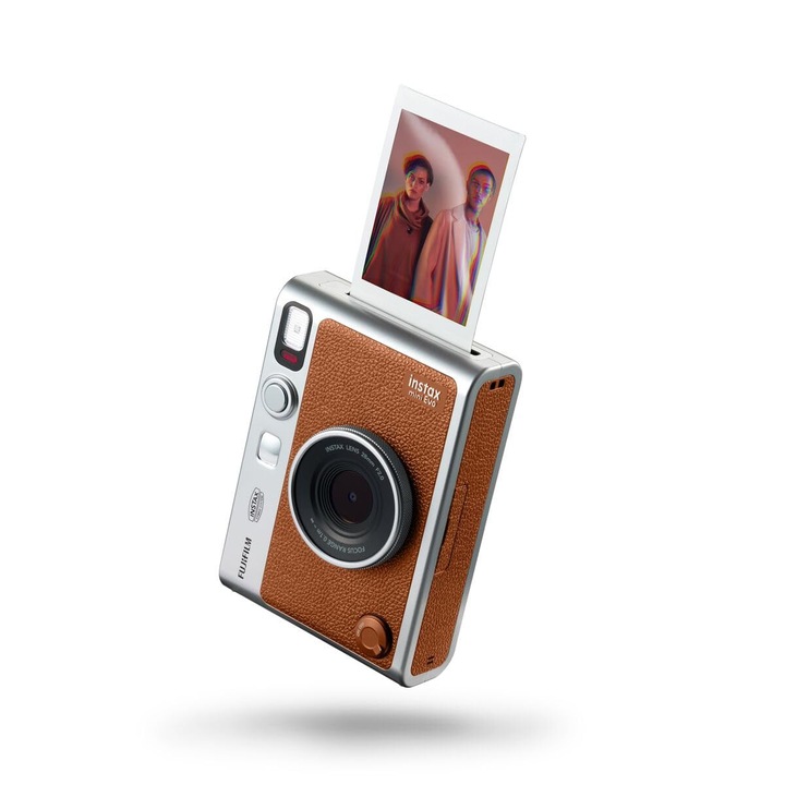Instax Mini Evo kompakt digitális fényképezőgép, barna, USB-C, nagy zoom