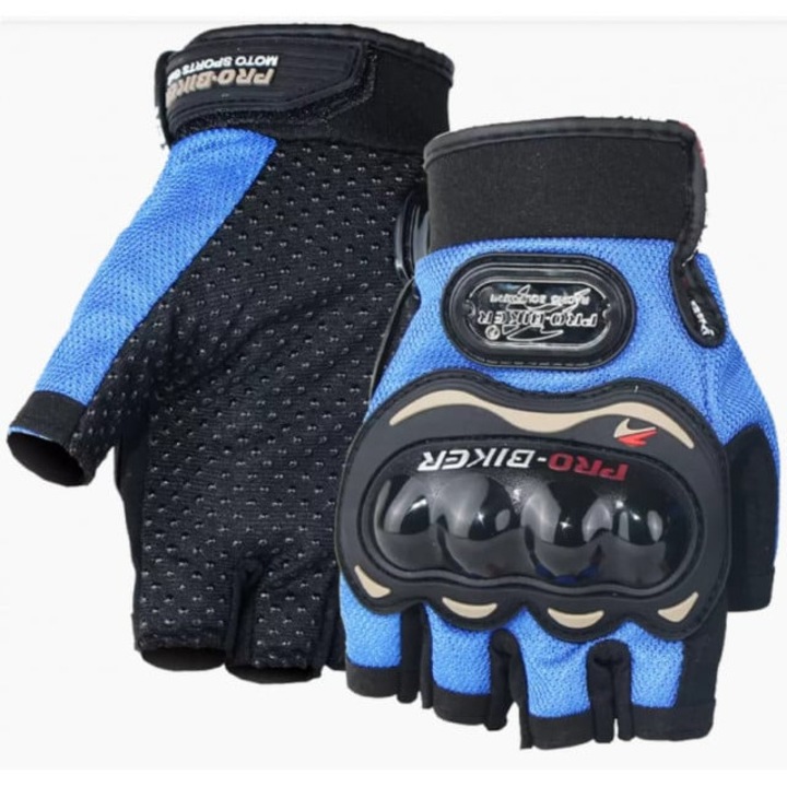 Manusi Pro Biker fara degete (albastre)