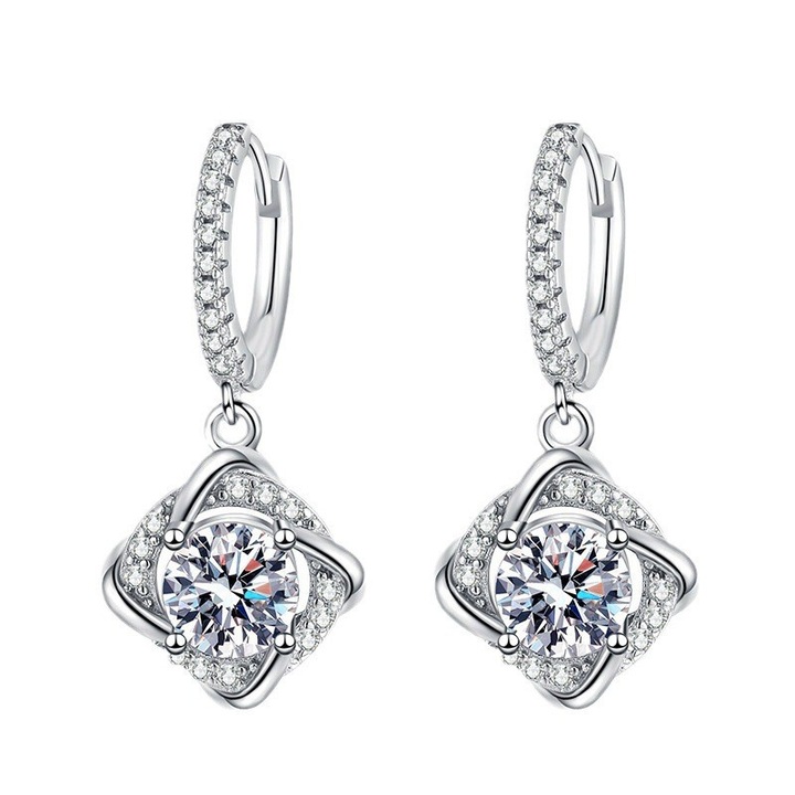 Fülbevaló "A Szellő Tánca" Statikus Szellő, Moissanit 2Ct (1Ct/db) D-VVS1 925 Ezüst Pt + GRA Tanúsítvány & Elegáns Ajándékdoboz - Luxus Ékszerek | Etikus és Ökológiai Választás