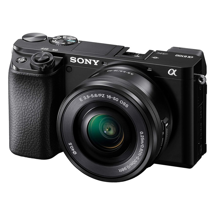 Cameră foto compactă Sony Alpha 6100, 24 Mpx, înregistrare video 4K, autofocus rapid, ecran rabatabil
