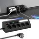 Prelungitor, YeeLei®, 2500W, 5 Prize, cu Lampita de Noptiera cu Atingere, 2 USB C / 2 USB A, Se Poate Suspenda, Comutator Independent, 2 M, Potrivit pentru Casa si Birou, Negru