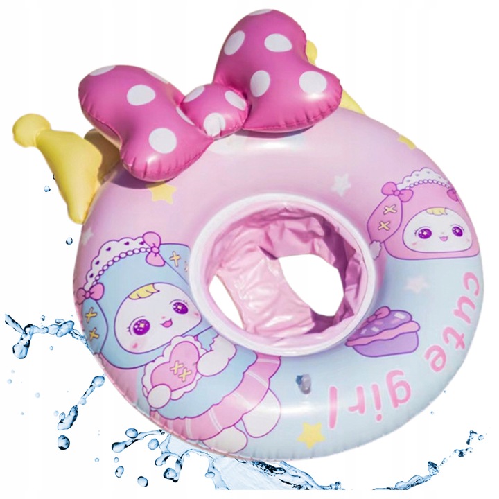 Inel de înot BestHurt, 65cm, multicolor, pentru fete, tip ponton