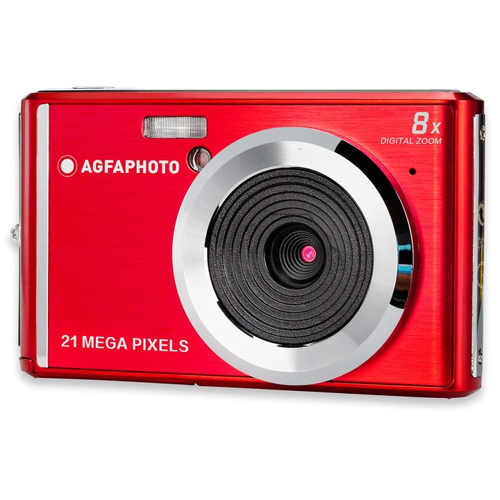 Agfaphoto kompakt digitális fényképezőgép, 21MP, 2"4" LCD kijelző, 8X digitális zoom, piros