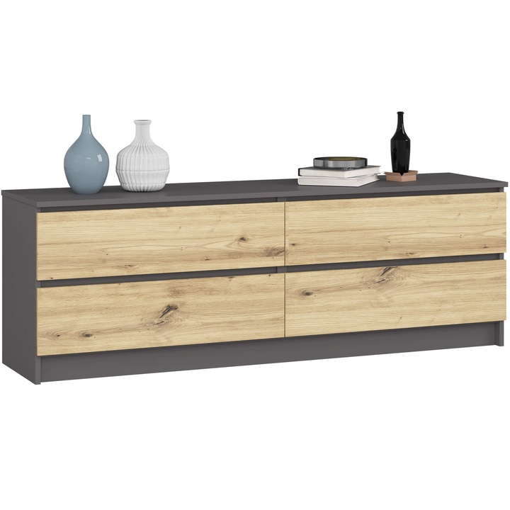 Comoda AKORD K160, 4 sertare, gri, 80x40x90cm