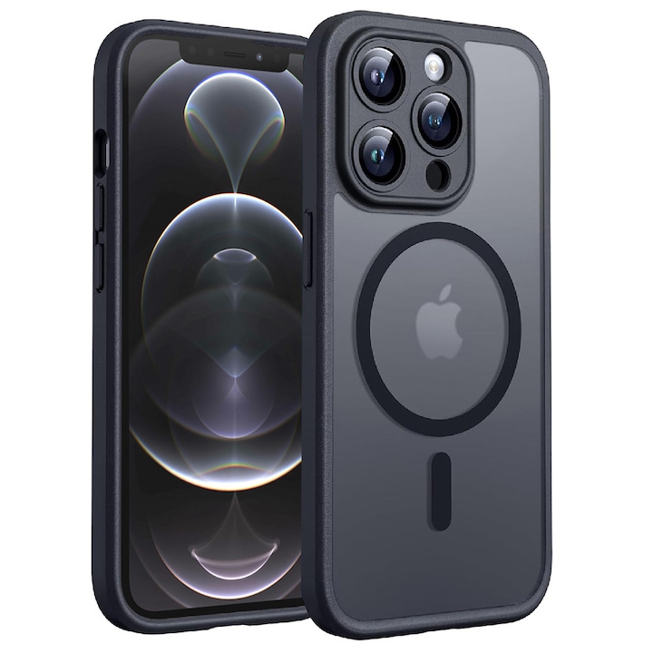 Prémium iPhone 12 Pro tok CareFree Defenderhez, MagSafe technológiával, vékony kialakítással és teljes védelemmel, sosem sárgul, ujjlenyomat-taszító - matt fekete