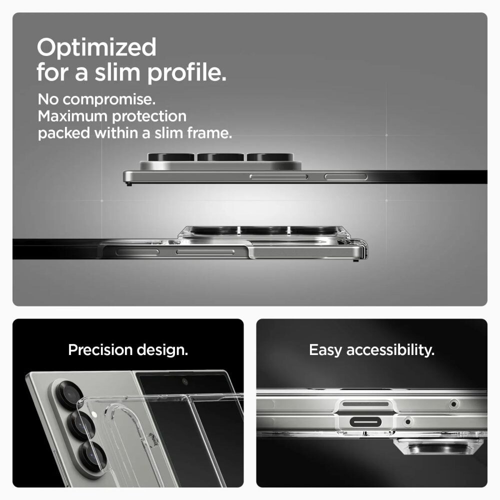 Husa Protectie Compatibila cu Air Skin MagSafe (ACS09545), Spigen, Samsung Galaxy Z Fold7 - Crystal Clear / White