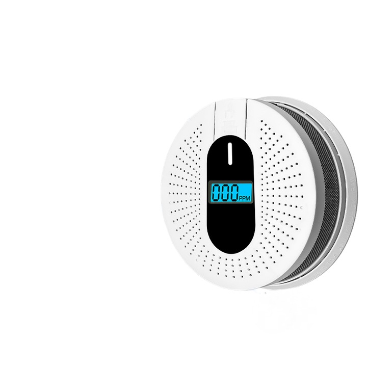Detector de fum si monoxid de carbon 2 in 1, S12, wireless, alarma sonora, design subtire, alb