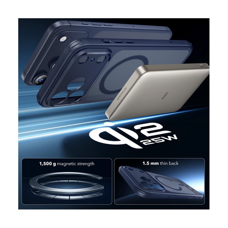 Husa ESR Classic HaloLock Compatibila Cu iPhone 17 Pro Max, Functie MagSafe, Protectie La Camera, Colturi Intarite, Frost Blue