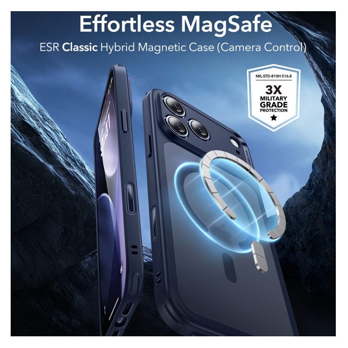 Husa ESR Classic HaloLock Compatibila Cu iPhone 17 Pro Max, Functie MagSafe, Protectie La Camera, Colturi Intarite, Frost Blue