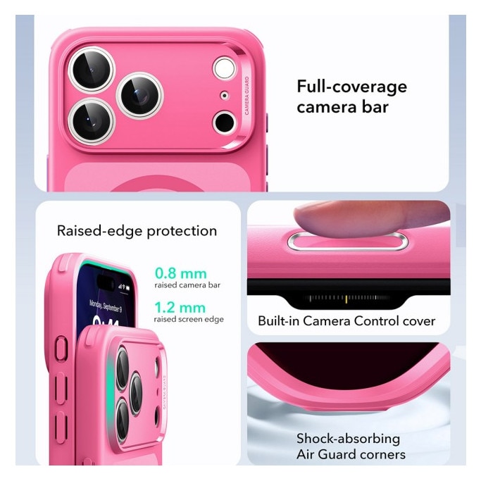 Husa ESR Classic HaloLock Compatibila Cu iPhone 17 Pro Max, Functie MagSafe, Protectie La Camera, Colturi Intarite, Frost Pink