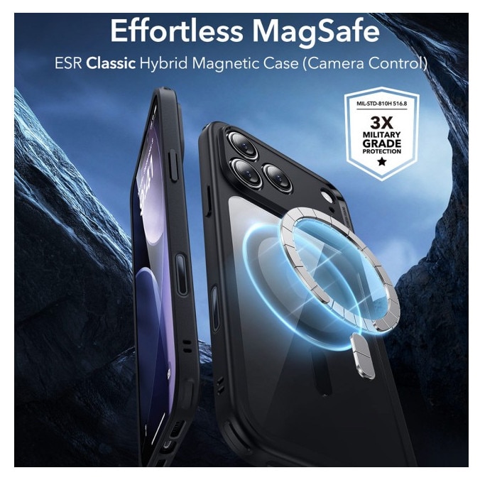 Husa ESR Classic HaloLock Compatibila Cu iPhone 17 Pro Max, Functie MagSafe, Protectie La Camera, Colturi Intarite, Frost Black