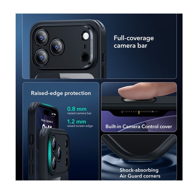 Husa ESR Classic HaloLock Compatibila Cu iPhone 17 Pro Max, Functie MagSafe, Protectie La Camera, Colturi Intarite, Frost Black