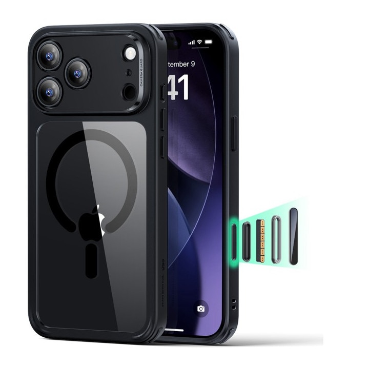 Husa ESR Classic HaloLock Compatibila Cu iPhone 17 Pro Max, Functie MagSafe, Protectie La Camera, Colturi Intarite, Frost Black