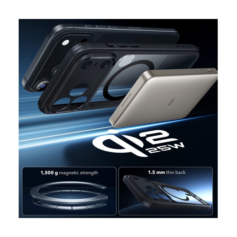 Husa ESR Classic HaloLock Compatibila Cu iPhone 17 Pro Max, Functie MagSafe, Protectie La Camera, Colturi Intarite, Frost Black