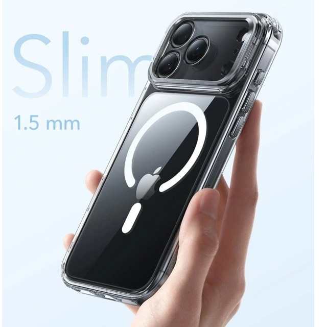 Husa ESR KickStand Pentru iPhone 17 Pro Max, Functie MagSafe, Protectie La Camera, Colturi Intarite, Stand Metalic, Clear
