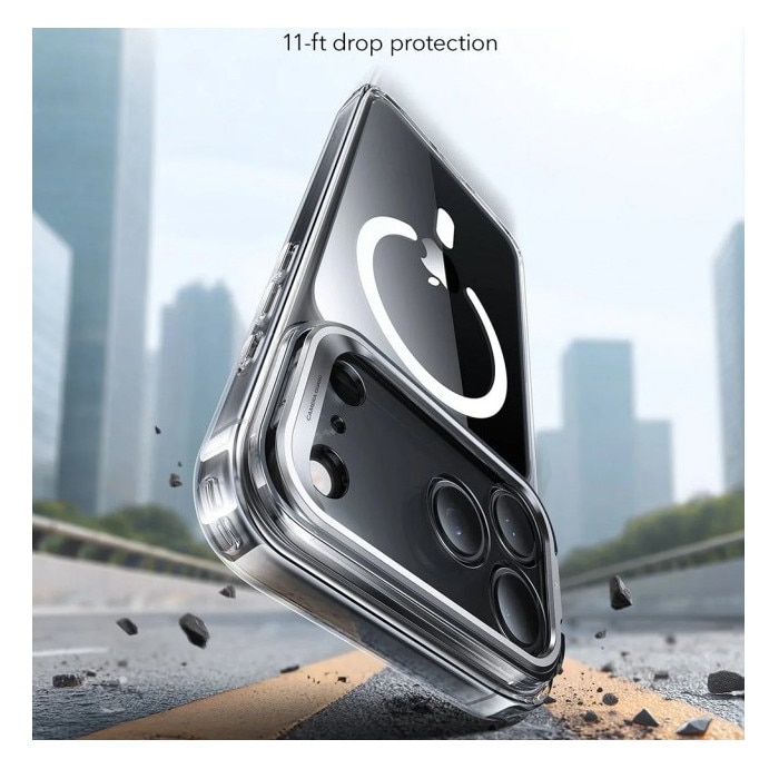 Husa ESR KickStand Pentru iPhone 17 Pro Max, Functie MagSafe, Protectie La Camera, Colturi Intarite, Stand Metalic, Clear