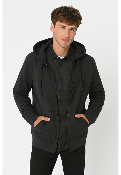 Hanorac cu gluga Volcano B-Vitar, cu fermoar, cu buzunare aplicate, Regular Fit, grafit, Gri grafit