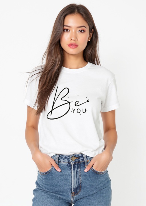 Tricou unisex grafica „Be You” – bumbac 100%, streetwear minimalist, cadou unicat, Alb