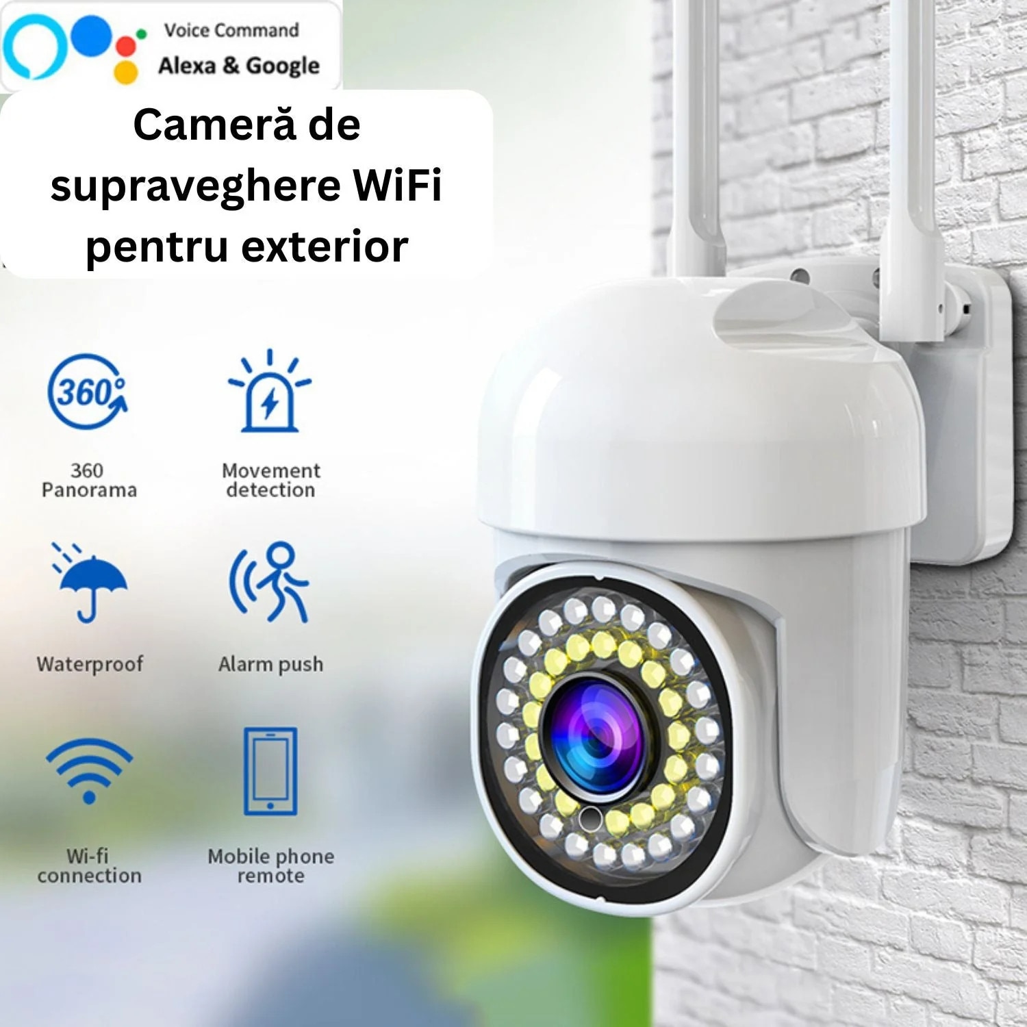 Camera de supraveghere WiFi pentru exterior Vivendo® 2 MP HD, Vedere ...