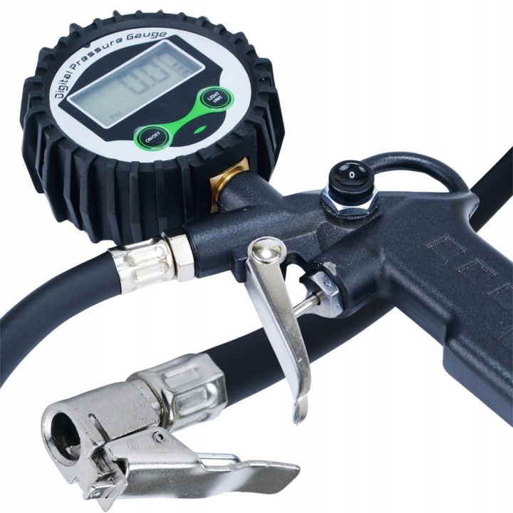 Pistol cu ​​manometru digital pentru umflat-anvelope 0-15 BAR Furtun de 45 cm cu aparatoare de cauciuc pentru ceas