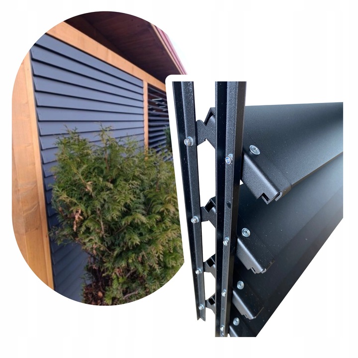 Set mecanism aluminiu + 6 profile aluminiu 120cm, negru, pentru foisor