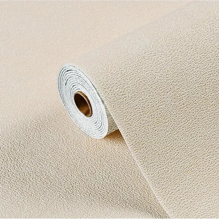 Rola Tapet 3D Autoadeziv model relief 280 x 50 cm, moale la atingere, rezistent la apa, Crem