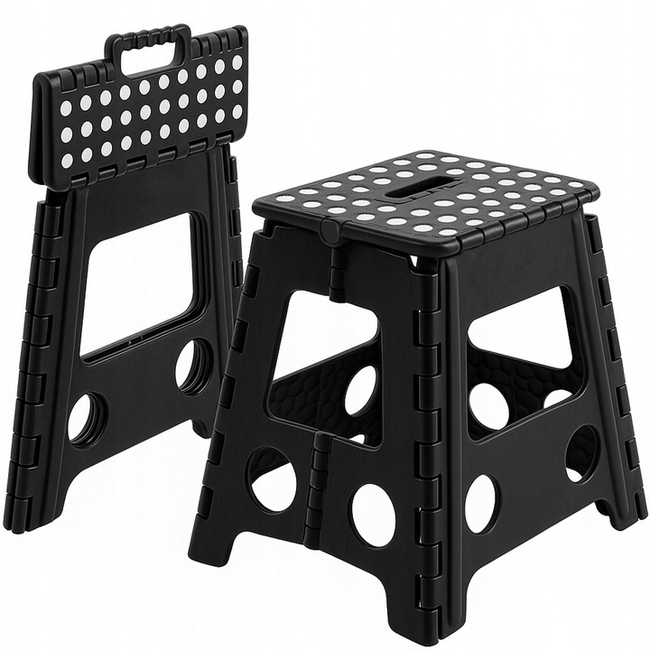Scaun pliabil, negru, 38x28x22cm, capacitate 100kg, design ergonomic