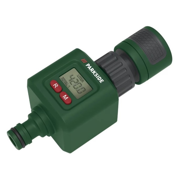 Apometru Parkside – Contor apa gradina cu afisaj LCD, masurare debit si consum apa, sistem Parkside Click
