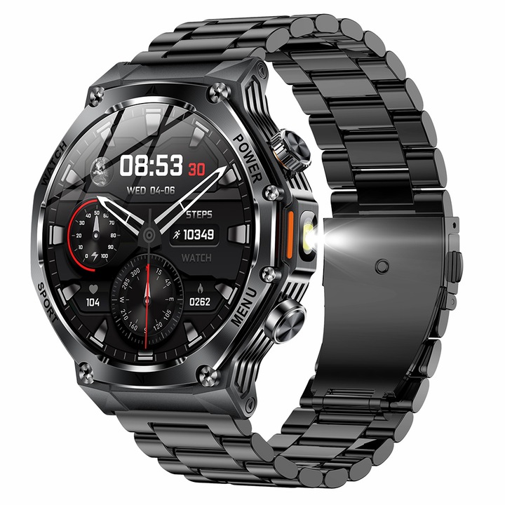 Ceas Inteligent Barbati 2025 Sport HT30 cu Lanterna, Ecran 1.7 Inch ...