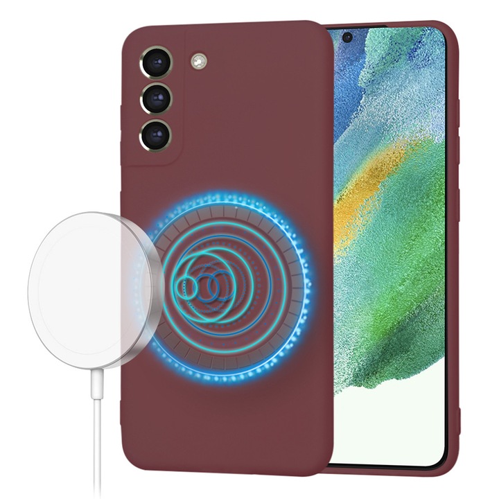 Husa Protectie pentru Samsung Galaxy S21 FE 5G, U69, Panza, Plum Noble Red