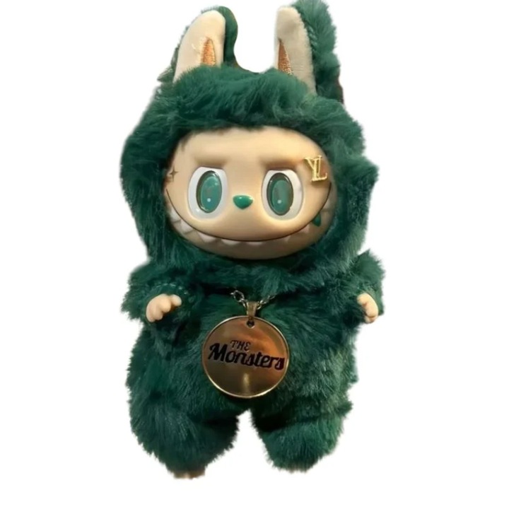 Jucarie plus, breloc pentru ghiozdan, geanta si chei, pufos si dragalas, model LV verde