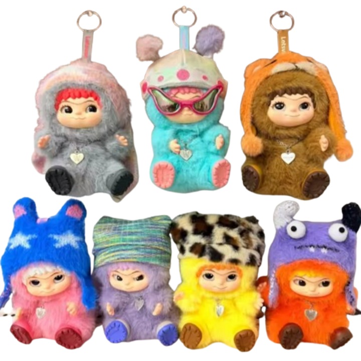 Jucarie plus, breloc pentru ghiozdan, geanta si chei, pufos si dragalas, model wakuku