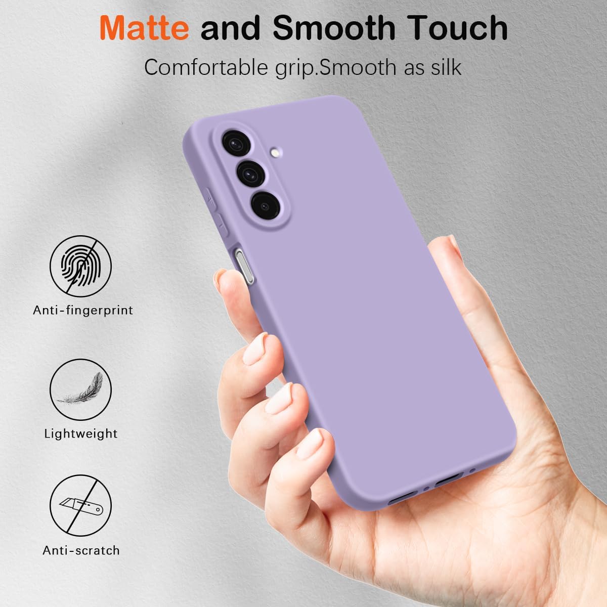 Husa pentru Samsung Galaxy A17 5G Liquid Silicone, subtire, captusita cu microfibra, anti amprenta, protectie camera foto - lavanda