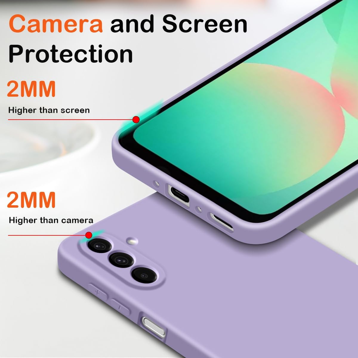 Husa pentru Samsung Galaxy A17 5G Liquid Silicone, subtire, captusita cu microfibra, anti amprenta, protectie camera foto - lavanda