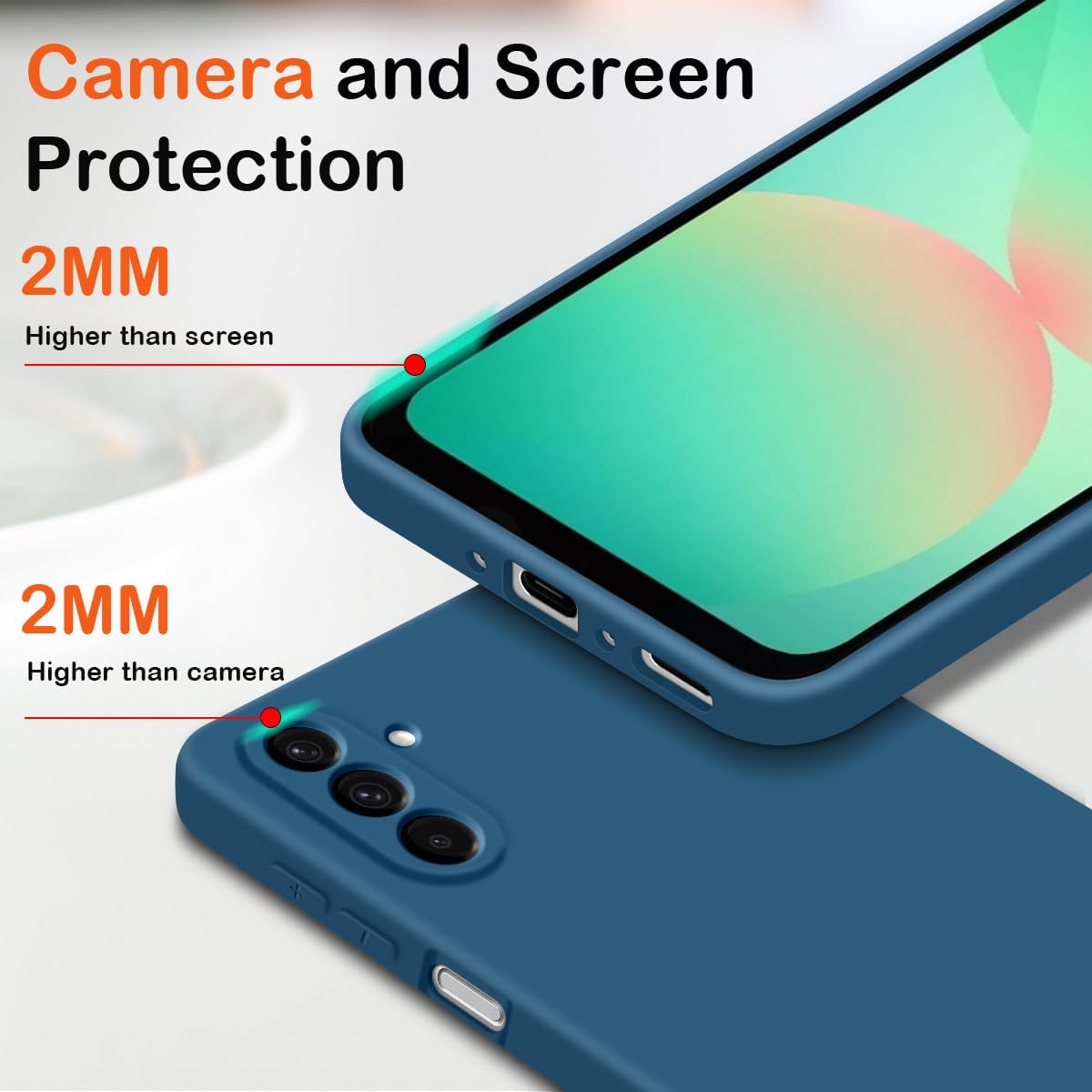 Husa pentru Samsung Galaxy A17 5G Liquid Silicone, subtire, captusita cu microfibra, anti amprenta, protectie camera foto - albastru
