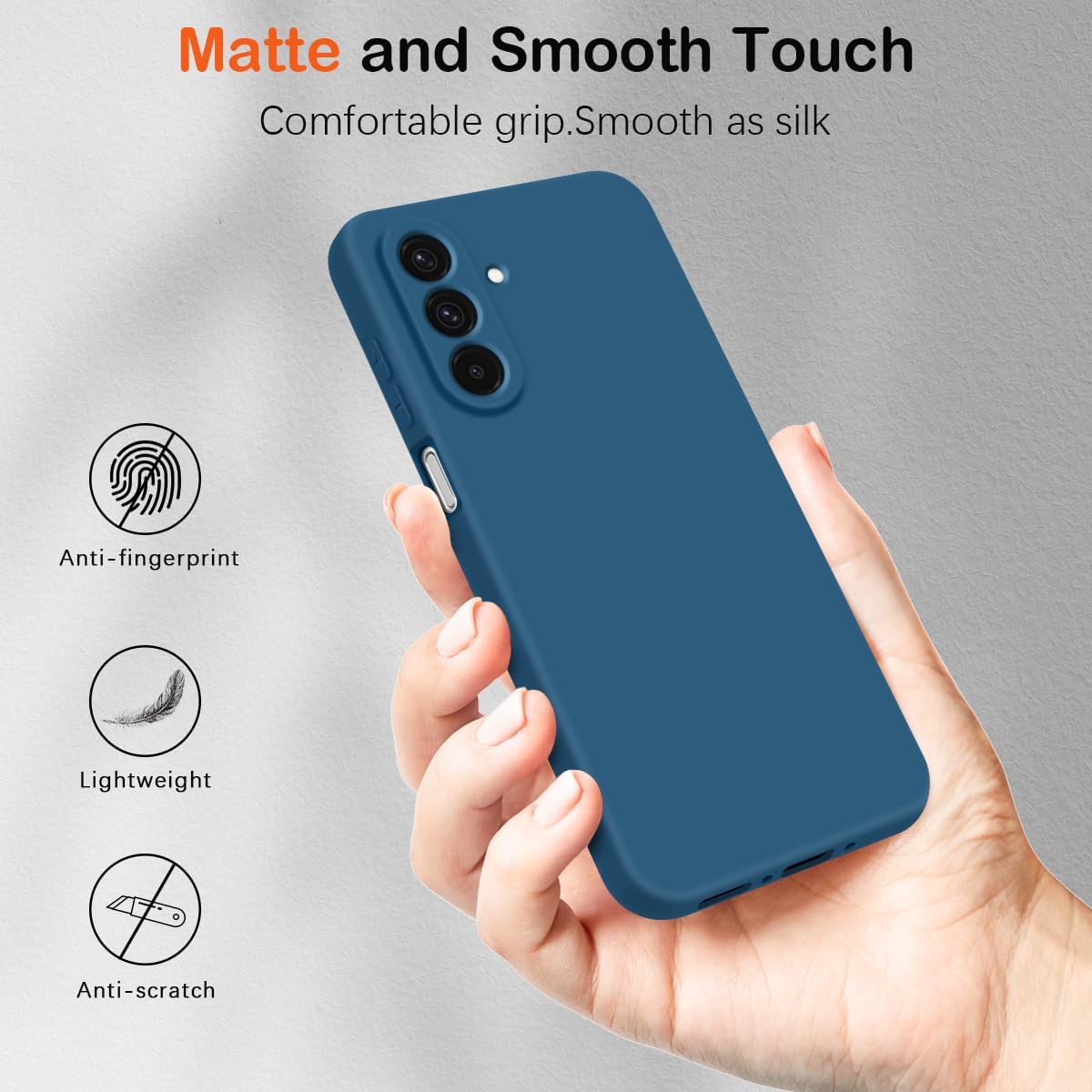Husa pentru Samsung Galaxy A17 5G Liquid Silicone, subtire, captusita cu microfibra, anti amprenta, protectie camera foto - albastru